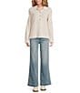 Faherty Miramar Linen Blend V-Neck Collared Long Sleeve Sweater, Color:Summer Sand - Image 3