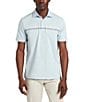 Color:Sky Port Stripe - Image 1 - Movement Pique Chest Stripe Short Sleeve Polo Shirt