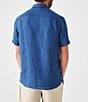 Color:Indigo Basketweave - Image 2 - Palma Linen Short Sleeve Woven Shirt