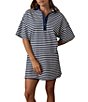 Faherty Recycled Stripe Knit Collar Neck Short Sleeve Dress - Image 6