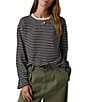 Faherty Retro Knit Organic Cotton Striped Crewneck Long Sleeve Tee Shirt - Image 4