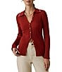 Faherty Ribbed Knit Spread Collar Long Sleeve Cardigan - Image 1