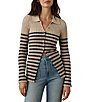 Faherty Ribbed Knit Spread Collar Striped Long Sleeve Cardigan - Image 1