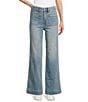 Faherty Stretch Terry High Rise Wide Leg Front Patch Pocket Jeans, Color:Eastern Shore Wash - Image 1