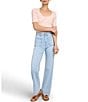 Color:Clearlake Wash - Image 3 - Stretch Terry Wide Leg Patch Pocket Jeans