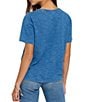 Color:Medium Indigo Wash - Image 2 - Sunwashed Indigo Crew Neck Short Sleeve Recycled Cotton Tee Shirt