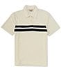Color:Vintage White - Image 1 - Surf Stripe Terry Cloth Short Sleeve Polo Shirt