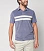 Color:Stormy Sky - Image 1 - Surf Stripe Terry Cloth Short Sleeve Polo Shirt