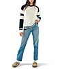 Faherty Throwback Crew Neck Stripe Sleeve Cashmere Blend Sweater, Color:Wrigley - Image 3