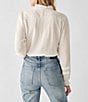 Color:White - Image 2 - Willa Ruffled Mock Neck Long Sleeve Picot Trim Agoya Button Front Blouse