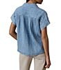 Faherty Zoe Collared V-Neck Short Sleeve Top - Image 2