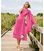 Color:Fuchsia - Image 6 - Amarya One-Shoulder Bell Sleeve Side Cut Out Floral Embroidered Midi Dress
