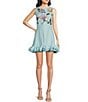 Color:Hydrangea - Image 1 - Flirt Floral Embroidered Ruffle Hem Mini Dress