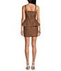 Fanm Mon Helaina Floral Embroidered Bow Front Sweetheart Neck Sheath Peplum Mini Dress, Color:Espresso - Image 2