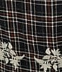 Fanm Mon Tweed Floral Embroidered High Waist Back Slit Opening Pencil Midi Coordinating Skirt, Color:Navy - Image 4