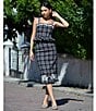Fanm Mon Tweed Floral Embroidered Square Neckline Tank Strap Peplum Coordinating Top, Color:Navy - Image 5