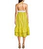 Color:Mustard Lime - Image 2 - Yamile Floral Embroidered Halter Tie Neck Midi Dress