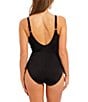Color:Black - Image 2 - East Hampton Solid Ladder Trim V-Neck Underwire Extended Bra Size Tank One Piece Swimsuit