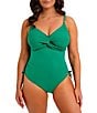 Fantasie Ottawa Solid V-Neck Front Twist Underwire Scoop Back Extended Bra Size Adjustable Strap One Piece Swimsuit - Image 1