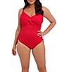 Fantasie Ottawa Solid V-Neck Front Twist Underwire Scoop Back Extended Bra Size Adjustable Strap One Piece Swimsuit, Color:Radred - Image 1