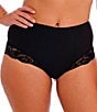 Color:Black - Image 1 - Reflect Stretch Lace Smoothing Moderate Coverage High Waist Brief Panty
