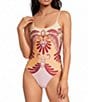 Farm Rio Arabesc Soft Yellow Print Tie Back One Piece Swimsuit - Image 1