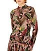 Farm Rio Artisanal Birds Printed Mock Neck Long Sleeve Coordinating Jersey Top - Image 1