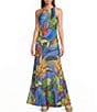Farm Rio Blue Banana Grapes High Round Neck Sleeveless Maxi Dress - Image 1
