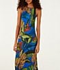 Farm Rio Blue Banana Grapes High Round Neck Sleeveless Maxi Dress - Image 3