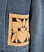 Farm Rio Blue Richelieu Embroidered Collared Long Sleeve Denim Barn Jacket - Image 5