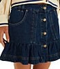 Farm Rio Button Front Flounce Hem Denim Mini Skirt - Image 1