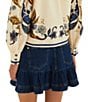 Farm Rio Button Front Flounce Hem Denim Mini Skirt - Image 2