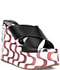 Farm Rio Copacabana Leather Printed Wedge Platform Slide Sandals - Image 1