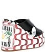 Farm Rio Copacabana Leather Printed Wedge Platform Slide Sandals - Image 3