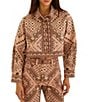 Farm Rio Cosmopolitan Full Print Collared Long Sleeve Coordinating Twill Jacket - Image 1