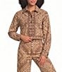 Farm Rio Cosmopolitan Full Print Collared Long Sleeve Coordinating Twill Jacket - Image 2