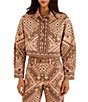 Farm Rio Cosmopolitan Full Print Collared Long Sleeve Coordinating Twill Jacket - Image 3