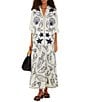 Farm Rio Fresh Fish Linen Blend Pull-On Midi Skirt - Image 3