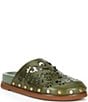 FARM Rio Lace Leather Anatomical Footbed Laser Cut Studded Mules - Image 1