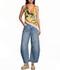 Farm Rio Multicolor Rainbow Summer Cowl Neck Sleeveless Scarf Blouse - Image 6