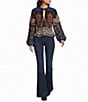 Farm Rio Nicole Printed Front Knot Keyhole Neck Long Sleeve Blouse - Image 3