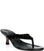 Farm Rio Palm Tree Leather Thong Kitten Heel Sandals - Image 1