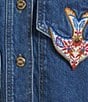Farm Rio Porcelain Birds Collared Short Sleeve Button Front Coordinating Denim Top - Image 4