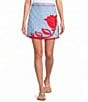 FARM Rio Sky Stripes Floral Blue Coordinating Mini Skirt - Image 1