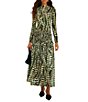 Farm Rio Striped Leaves Moss Printed Mock Neck Long Sleeve Coordinating Jersey Top - Image 3