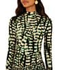 Farm Rio Striped Leaves Moss Printed Mock Neck Long Sleeve Coordinating Jersey Top - Image 4