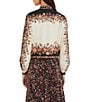 Farm Rio Winter Floral Printed Tie Neck Long Sleeve Button Front Top - Image 2