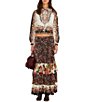 Farm Rio Winter Floral Printed Tie Neck Long Sleeve Button Front Top - Image 3
