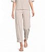Feather Gray Crinkle Knit Cropped Cargo Barrel Pull-On Pants - Image 1