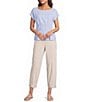 Feather Gray Crinkle Knit Cropped Cargo Barrel Pull-On Pants - Image 3